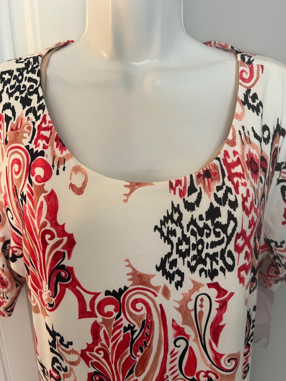 NWT CHICO’S TOUCH OF COOL TRIBAL BALLET ELBOW TEE TOP SZ 12/L - Picture 3 of 11